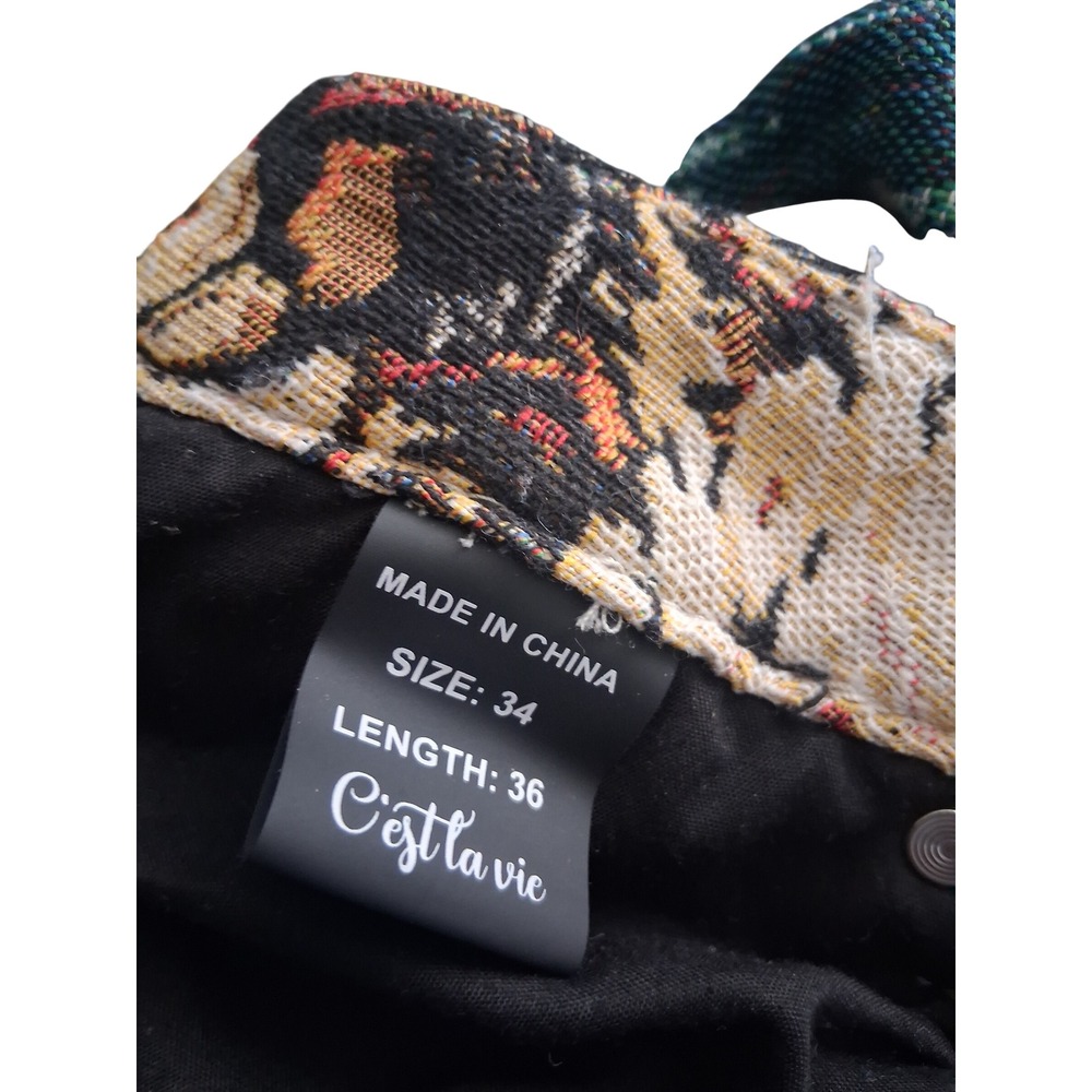 C'estlavie Men Floral Tapestry 2 Piece Set Trucker Jacket and Matching Pants L - Picture 12 of 12